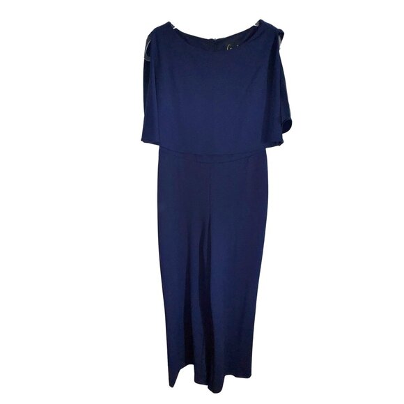 Connected Apparel‎ Navy Blue  Jumpsuit 10P Elegant Evening Wear Classic Modern - Picture 3 of 9